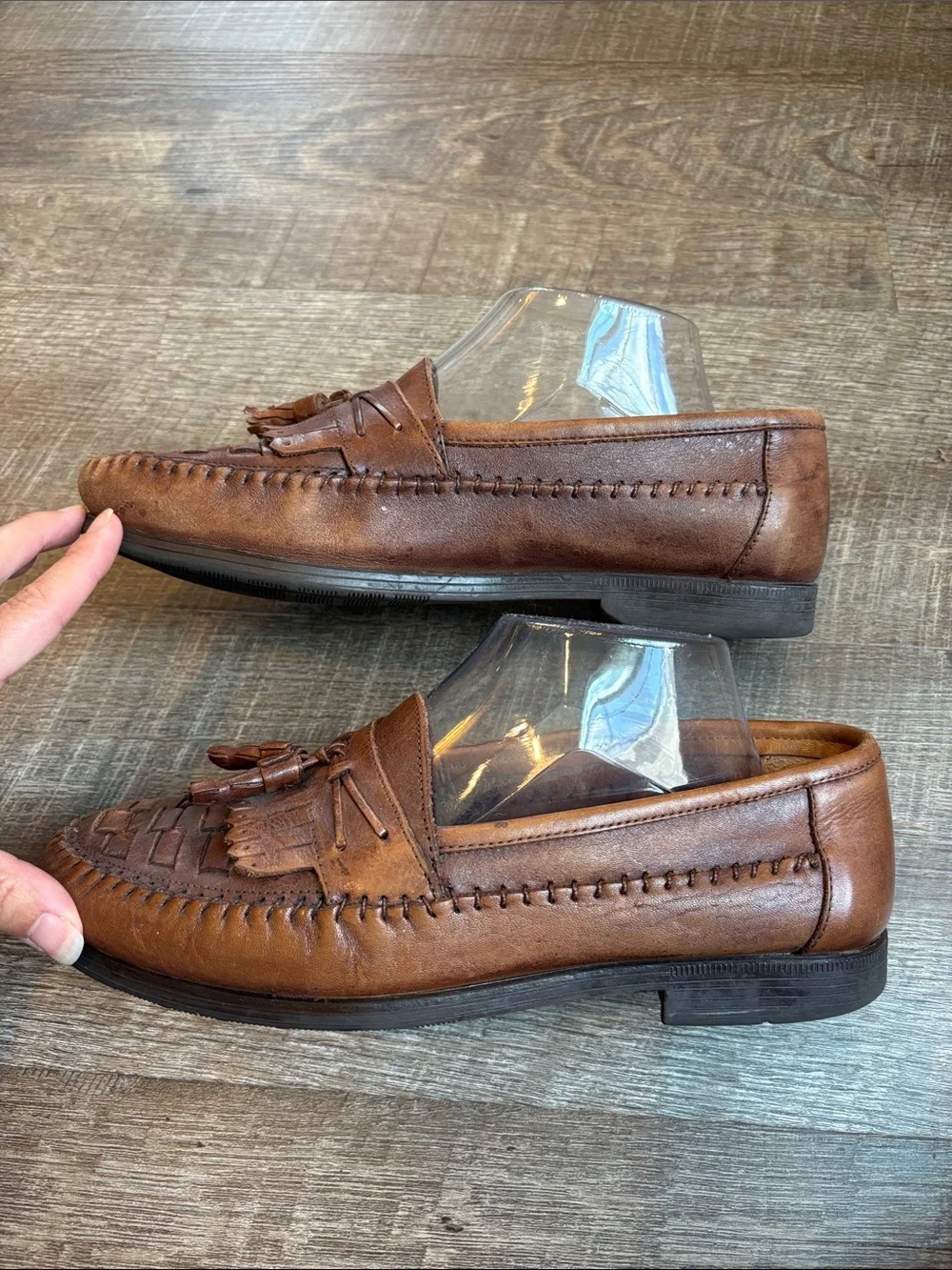 Earth Shoe Dale Leather Woven Loafers Men's 8D Brown Tassel